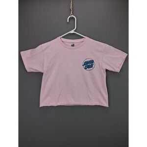Santa Cruz Graphic Crop Tee Girls Large Pink Hibiscus Skate Short Sleeve Shirt